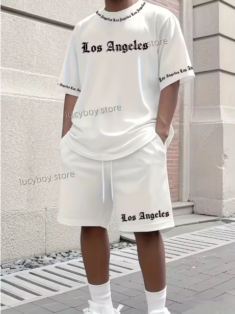 2025 Los Angeles imprimé costume pour hommes 2 pièces ensemble costume décontracté vêtements de sport ensemble de fitness survêtement pour hommes vêtements surdimensionnés