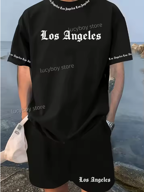 2025 Los Angeles imprimé costume pour hommes 2 pièces ensemble costume décontracté vêtements de sport ensemble de fitness survêtement pour hommes vêtements surdimensionnés
